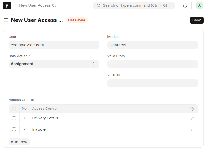 Creating the User Access Control Doctype